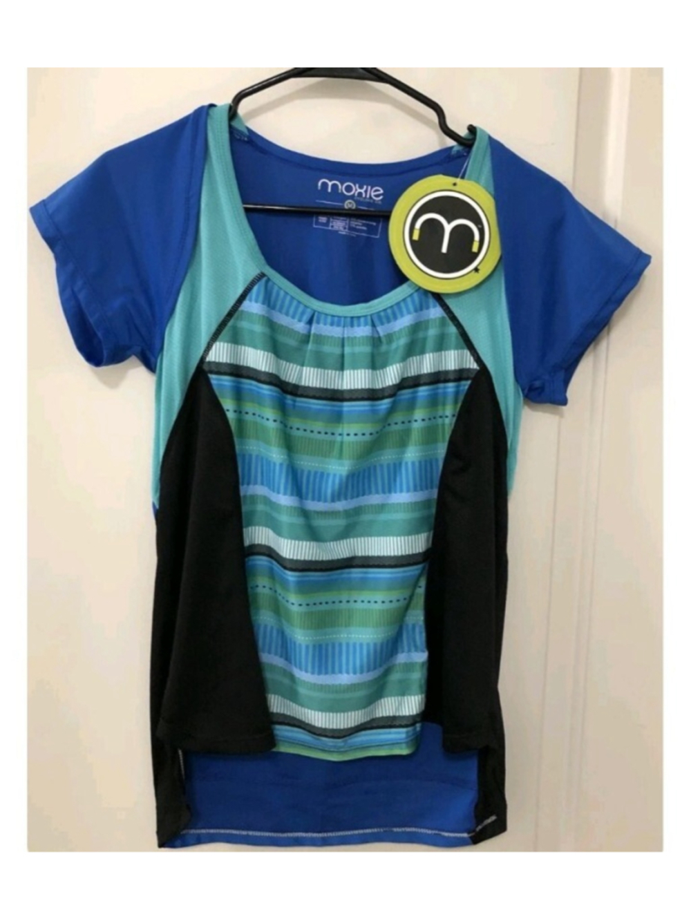 Moxie Cycling Women's Contour Wrap Jersey Tee Active Top Blue Green Size M $69